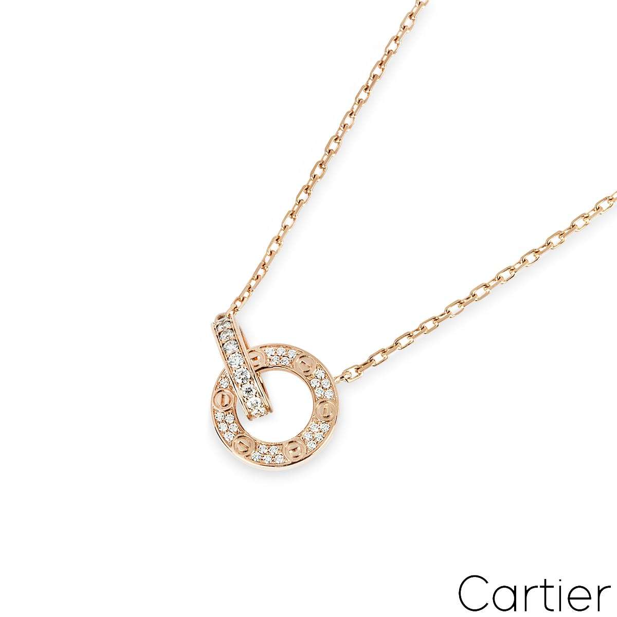 Cartier Rose Gold Pave Diamond Love Pendant B7224528