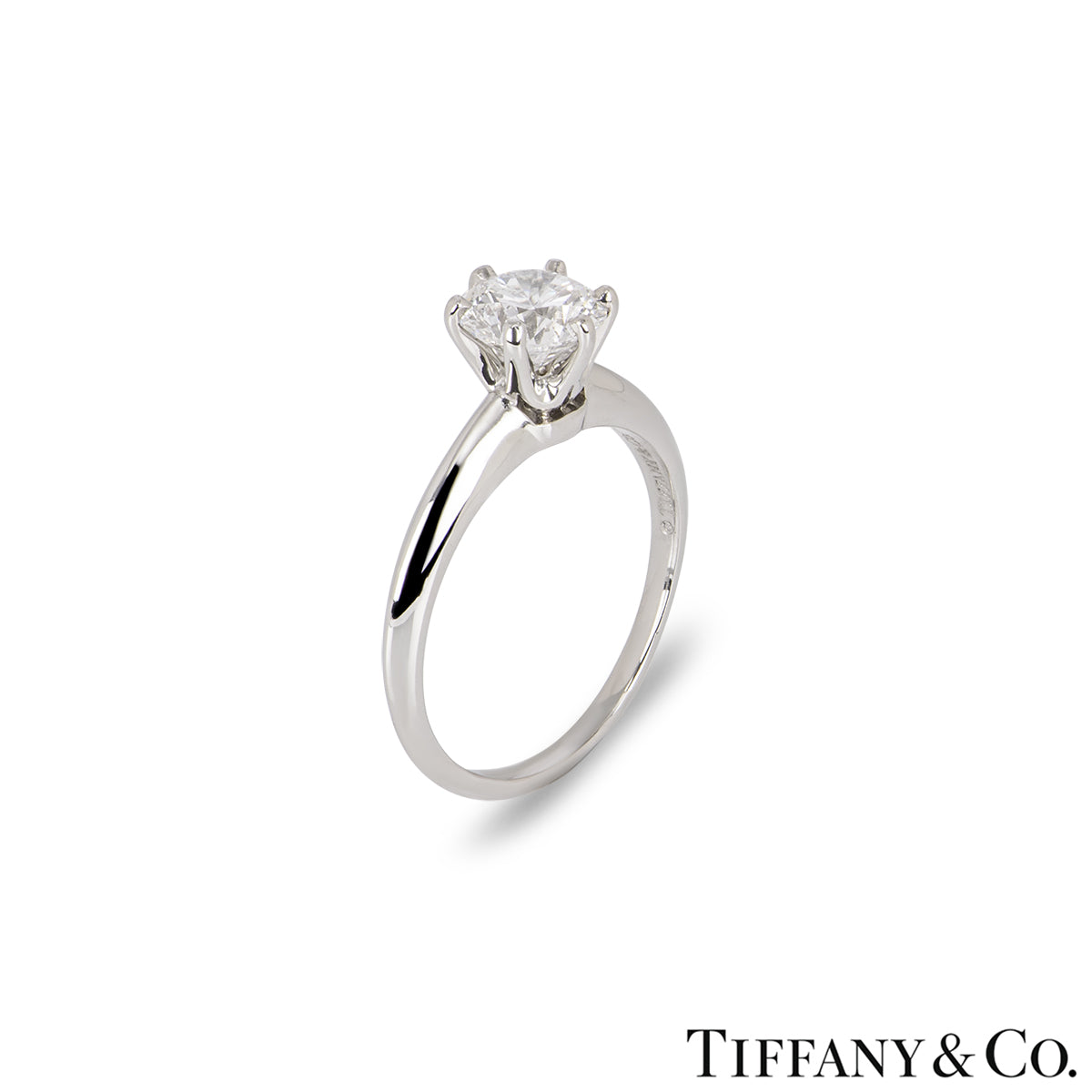 Tiffany & Co. Platinum Round Brilliant Cut Diamond Setting Ring 1.11CT D/VS1 Xxx