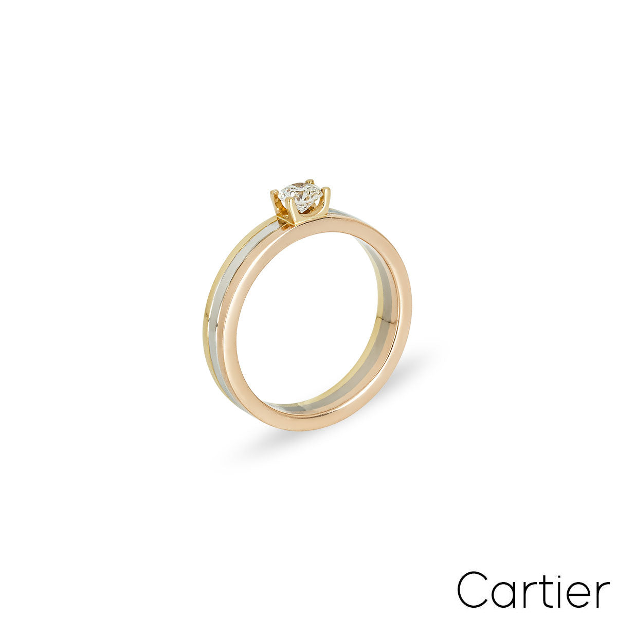 Cartier Tri-Colour Trinity Round Brilliant Cut Diamond Ring 0.24CT Size 52 N4204200