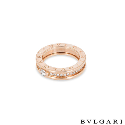 Bvlgari Rose Gold Diamond B.ZERO1 Ring 0.30CT F/VVS2