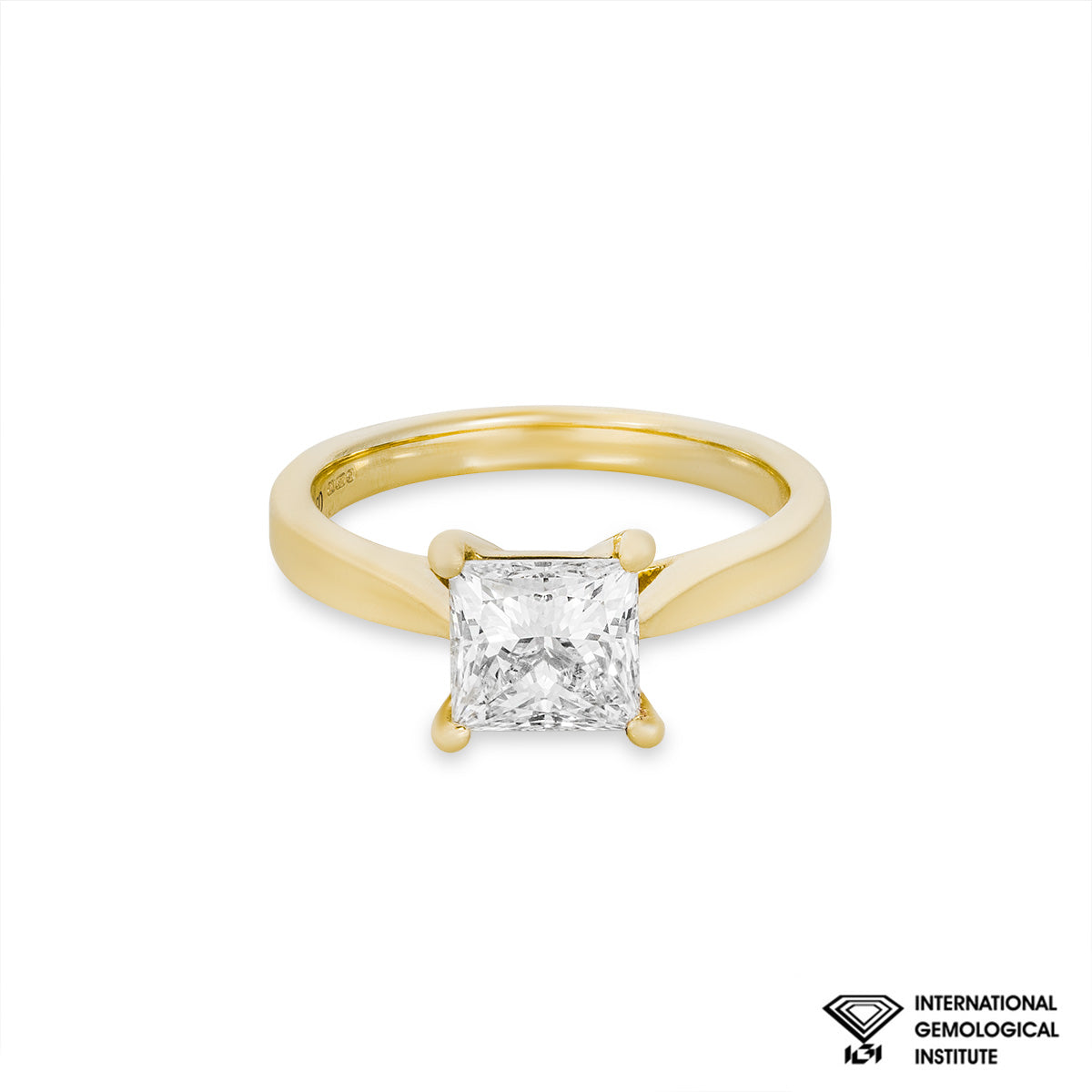 Yellow Gold Princess Cut Lab Grown Diamond Ring 1.56CT G/VS1