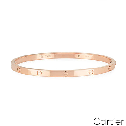 Cartier Rose Gold Plain Sm Love Bracelet Size 15 B6047315