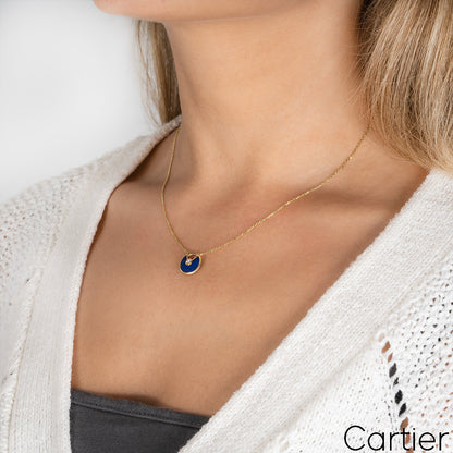 Cartier Yellow Gold Lapis & Diamond Amulette De Cartier Necklace