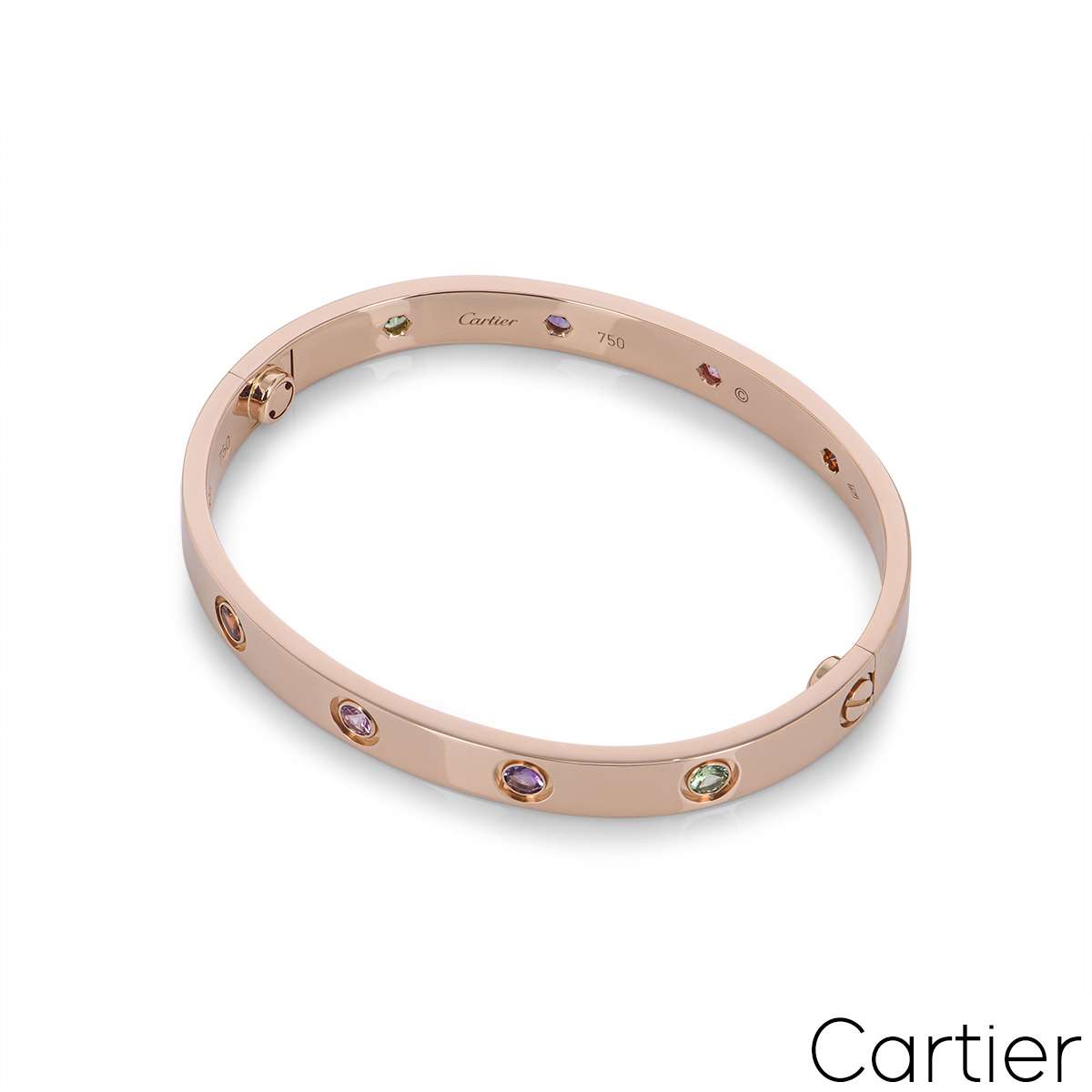 Cartier Rose Gold Coloured Stones Love Bracelet Size 16 B6036516