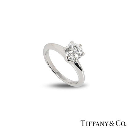 Tiffany & Co. Platinum Round Brilliant Cut Diamond Setting Ring 1.04CT G/VS2