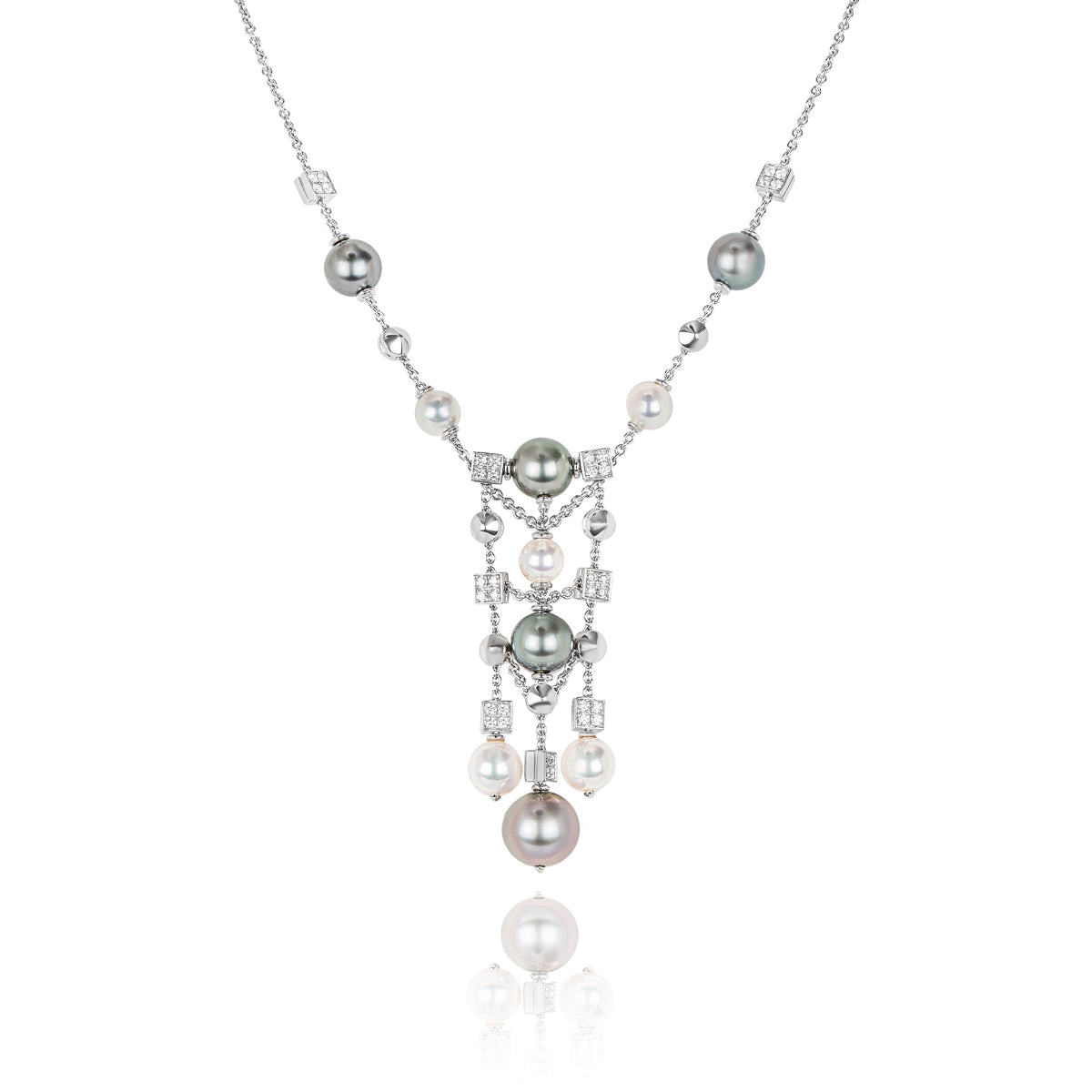 Bvlgari White Gold Pearl & Diamond Lucea Necklace