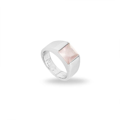 Cartier White Gold Rose Quartz Tank Ring