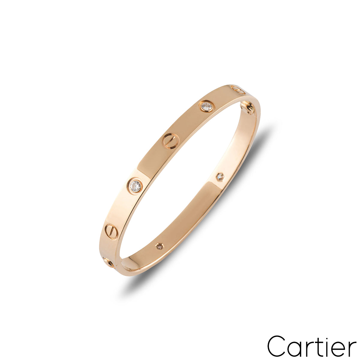 Cartier Rose Gold Half Diamond Love Bracelet Size 16 B6036016