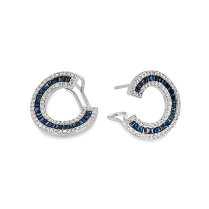 White Gold Sapphire & Diamond Earrings