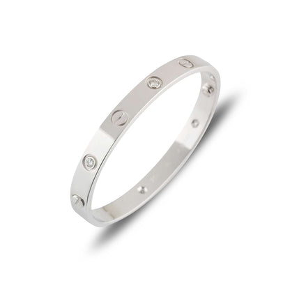 Cartier White Gold Half Diamond Love Bracelet Size 16 B6035816