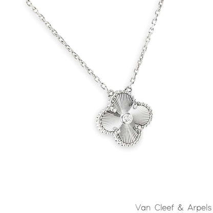 Van Cleef & Arpels White Gold Diamond Vintage Alhambra Pendant VCARP6L800