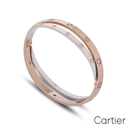 Cartier Love Rose & White Gold Diamond Bracelet Size 19 N6039119