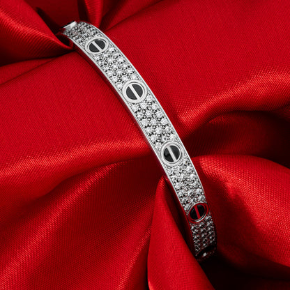 Cartier White Gold Pave Diamond & Ceramic Love Bracelet Size 21 N6032421