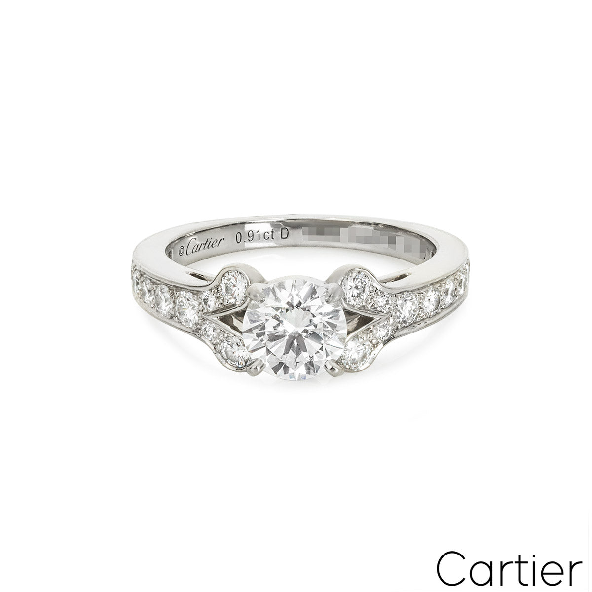 Cartier Platinum Round Brilliant Cut Diamond Ballerine Solitaire Ring 0.91CT D/if Xxx