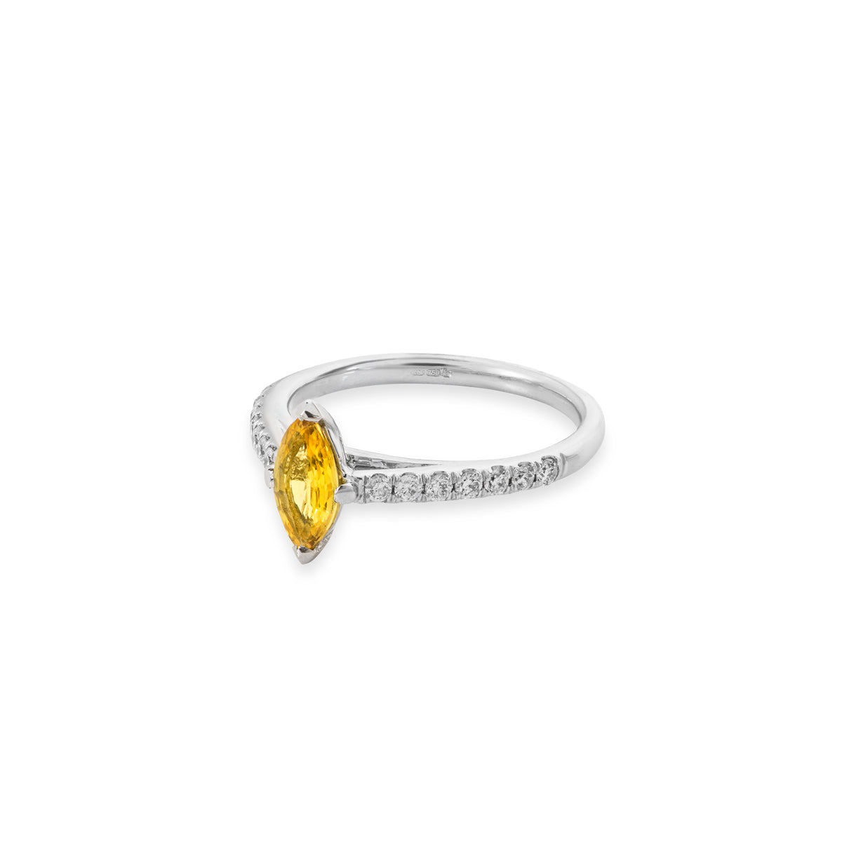 White Gold Yellow Sapphire & Diamond Ring 0.57CT