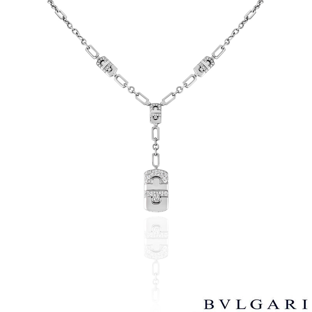 Bvlgari White Gold Diamond Parentesi Necklace