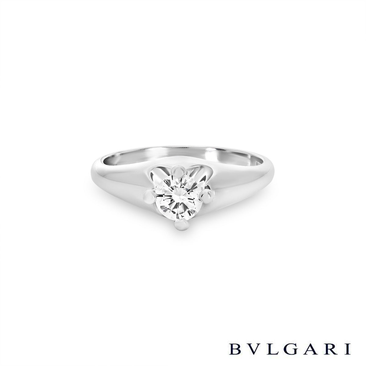 Bvlgari Platinum Round Brilliant Cut Diamond Corona Ring 0.35CT G/VVS2