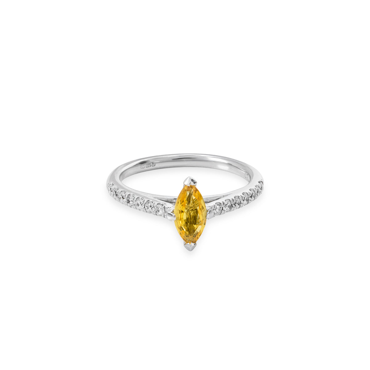 White Gold Yellow Sapphire & Diamond Ring 0.57CT