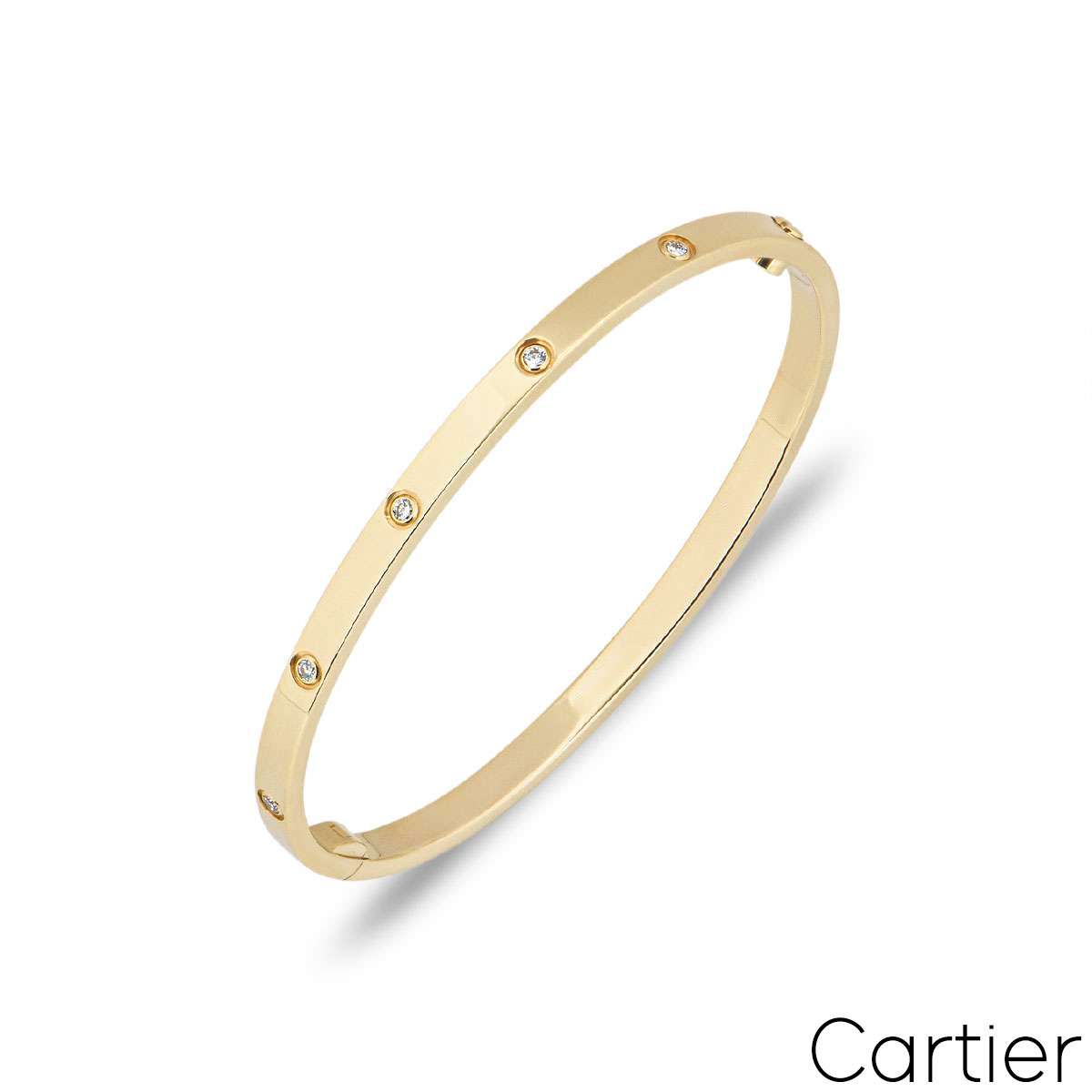 Cartier Yellow Gold Full Diamond Love Bracelet Sm Size 18 B6047818