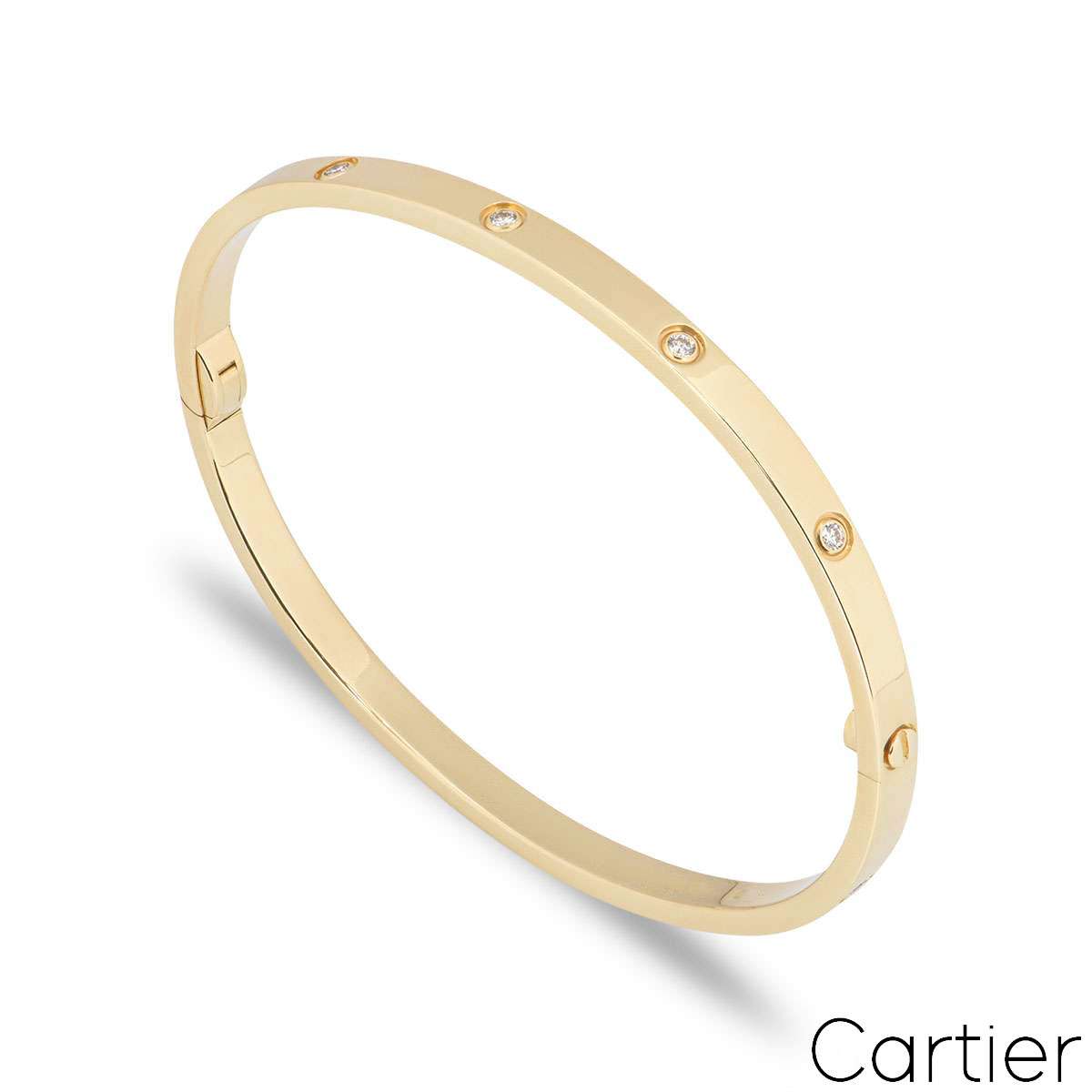 Cartier Yellow Gold Full Diamond Love Bracelet Sm Size 18 B6047818