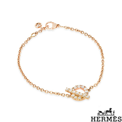 Hermés Rose Gold Diamond Finesse Bracelet H219411B 00