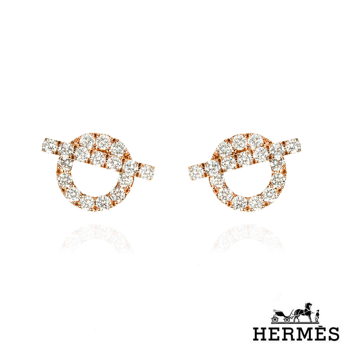 Hermés Rose Gold Diamond Finesse Earrings 0.92CT H219512B 00