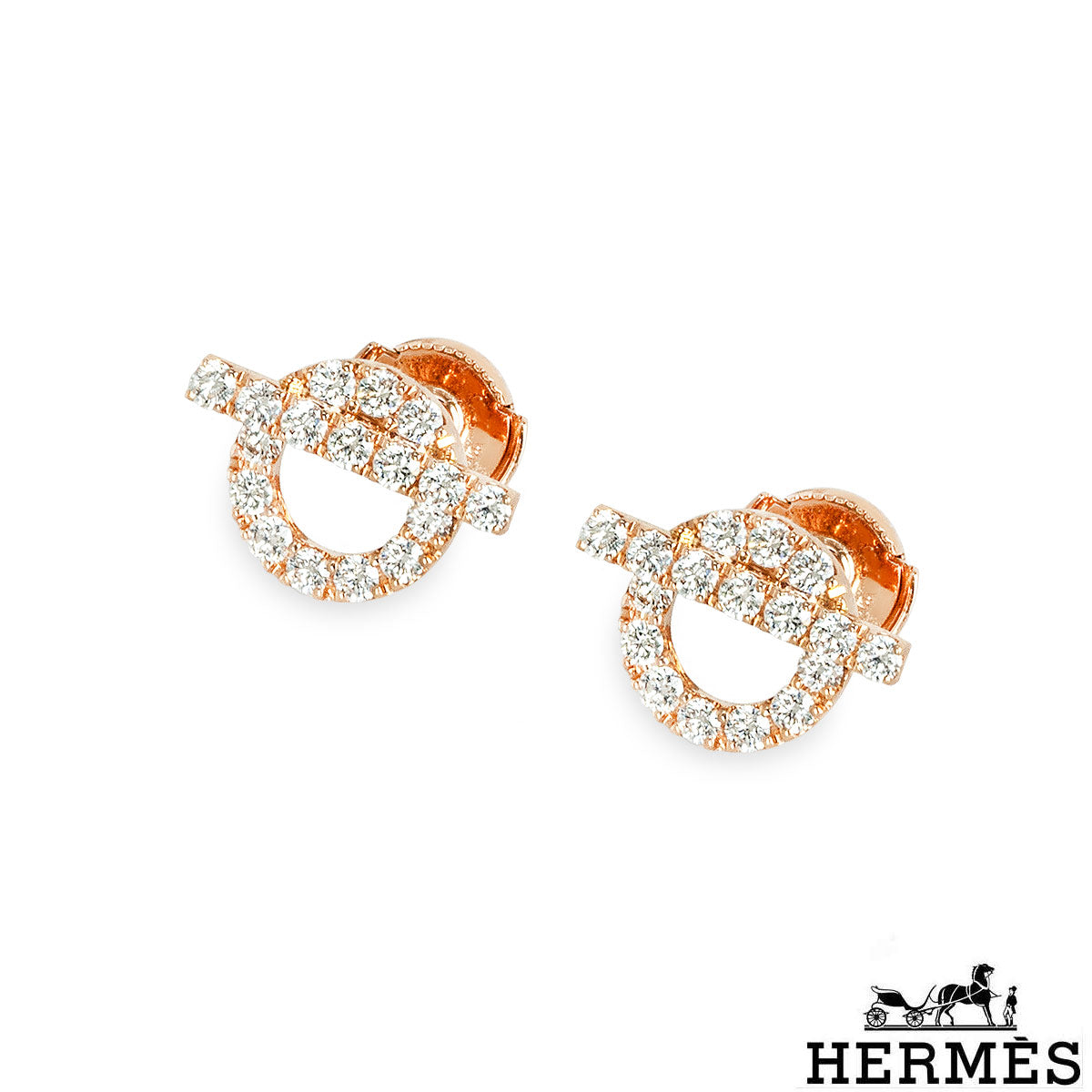 Hermés Rose Gold Diamond Finesse Earrings 0.92CT H219512B 00