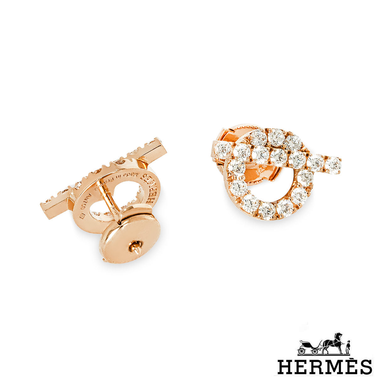 Hermés Rose Gold Diamond Finesse Earrings 0.92CT H219512B 00