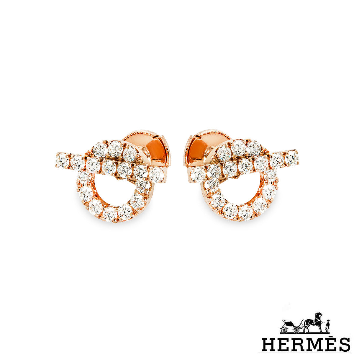 Hermés Rose Gold Diamond Finesse Earrings 0.92CT H219512B 00