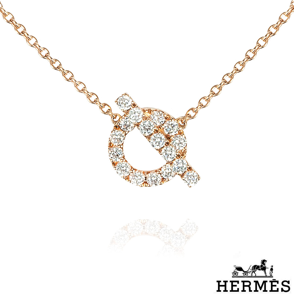 Hermés Rose Gold Diamond Finesse Necklace H219315B 00