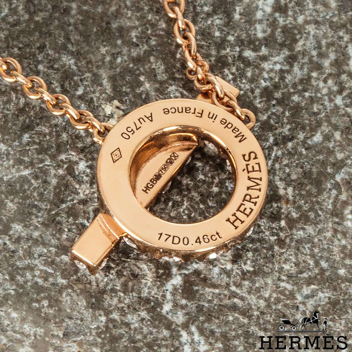 Hermés Rose Gold Diamond Finesse Necklace H219315B 00