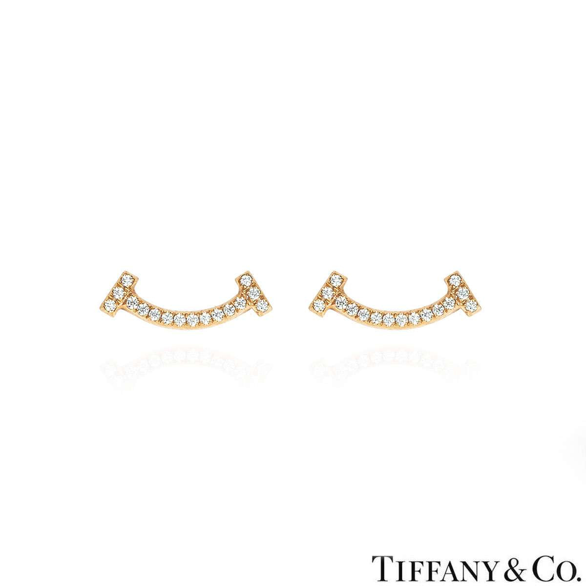 Tiffany & Co. Rose Gold Diamond T Smile Earrings 60150743