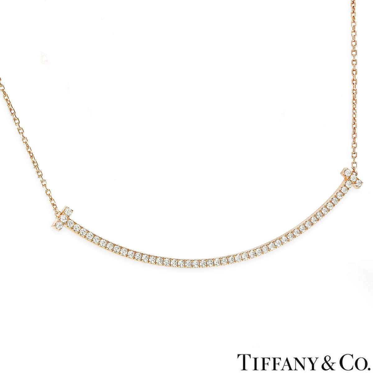 Tiffany & Co. Rose Gold Diamond T Smile Pendant 67513509