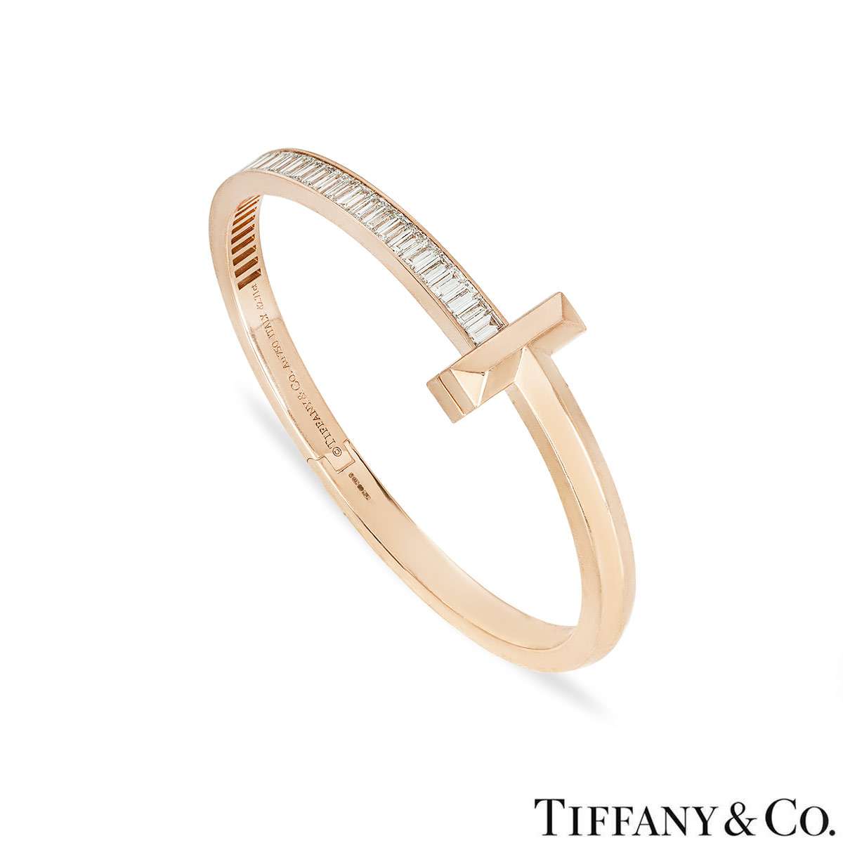 Tiffany & Co. Rose Gold Tiffany T1 Wide Baguette Diamond Hinged Bracelet 67790154