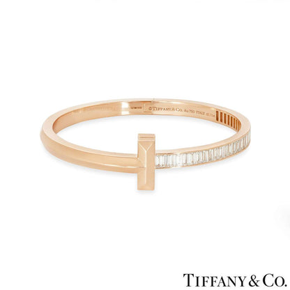 Tiffany & Co. Rose Gold Tiffany T1 Wide Baguette Diamond Hinged Bracelet 67790154