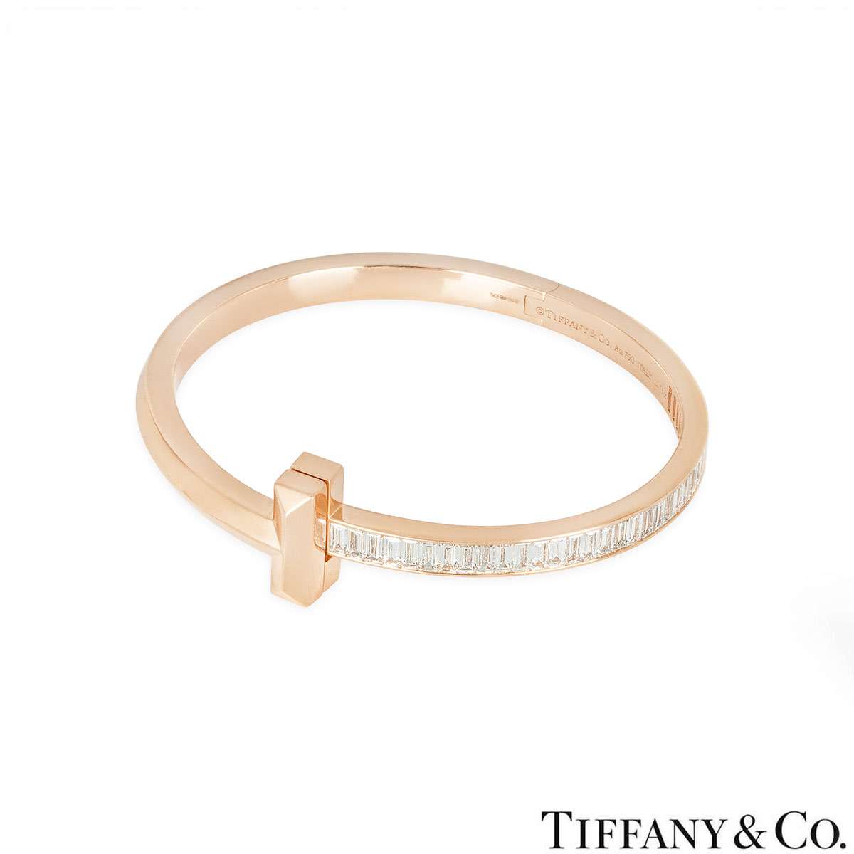 Tiffany & Co. Rose Gold Tiffany T1 Wide Baguette Diamond Hinged Bracelet 67790154