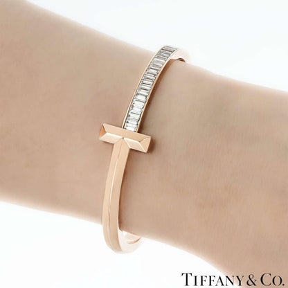 Tiffany & Co. Rose Gold Tiffany T1 Wide Baguette Diamond Hinged Bracelet 67790154