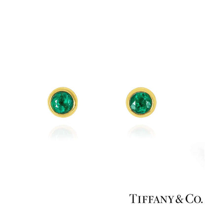 Tiffany & Co. Yellow Gold Color By The Yard Elsa Peretti Emerald Earrings 62633069