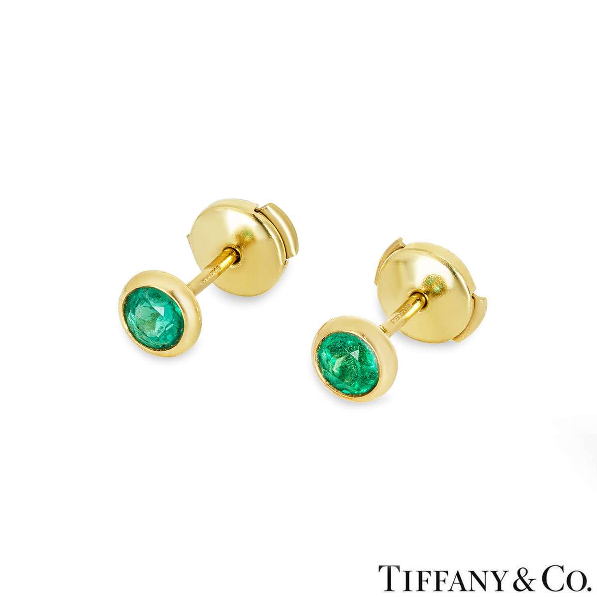 Tiffany & Co. Yellow Gold Color By The Yard Elsa Peretti Emerald Earrings 62633069