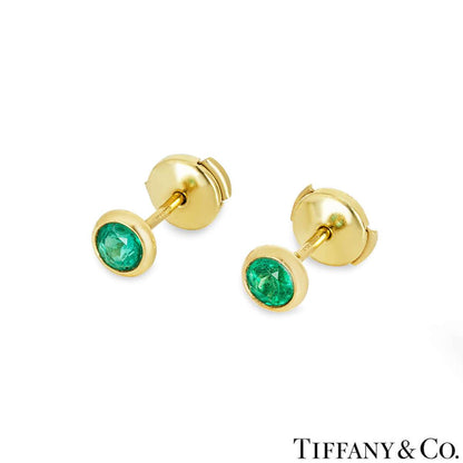 Tiffany & Co. Yellow Gold Color By The Yard Elsa Peretti Emerald Earrings 62633069