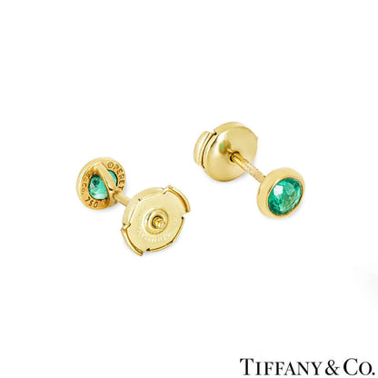 Tiffany & Co. Yellow Gold Color By The Yard Elsa Peretti Emerald Earrings 62633069