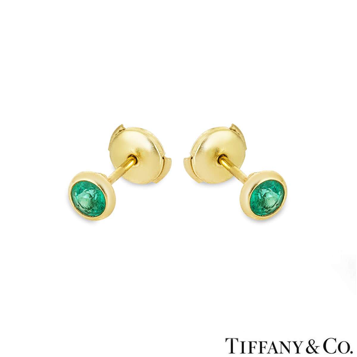 Tiffany & Co. Yellow Gold Color By The Yard Elsa Peretti Emerald Earrings 62633069