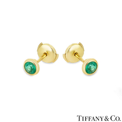 Tiffany & Co. Yellow Gold Color By The Yard Elsa Peretti Emerald Earrings 62633069