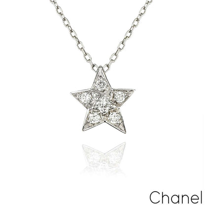 Chanel White Gold Diamond Comete Pendant 0.22CT J2709