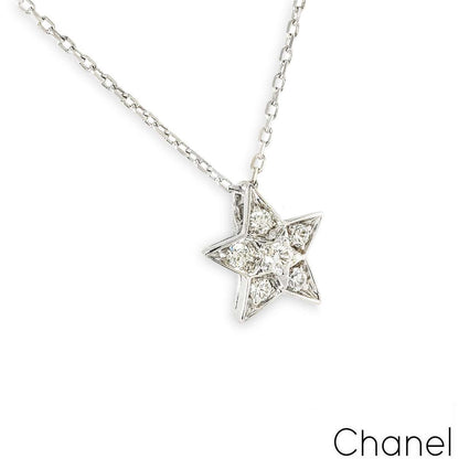 Chanel White Gold Diamond Comete Pendant 0.22CT J2709