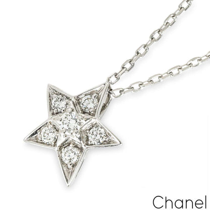 Chanel White Gold Diamond Comete Pendant 0.22CT J2709