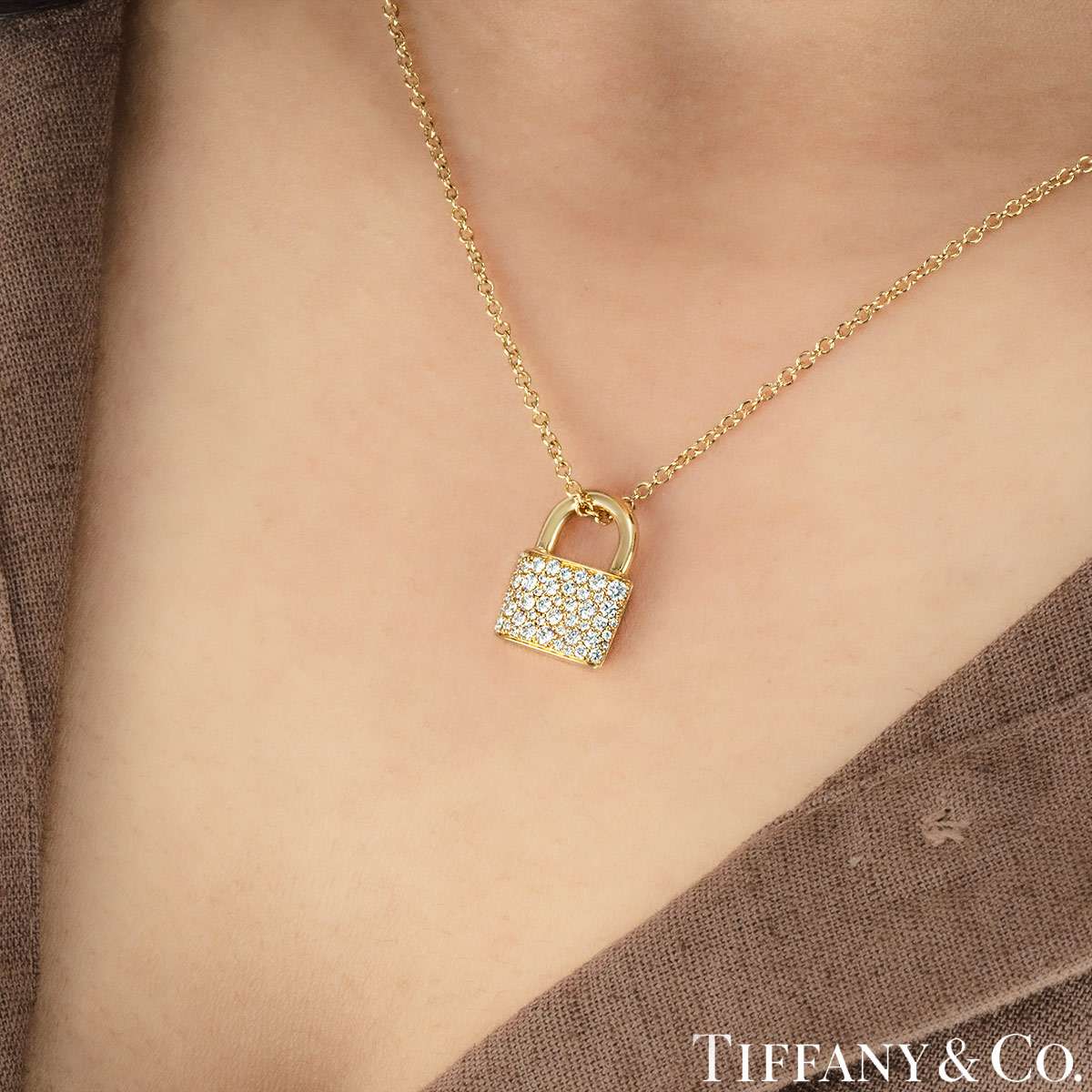 Tiffany & Co. Yellow Gold Diamond Bag Pendant 0.34CT Tdw