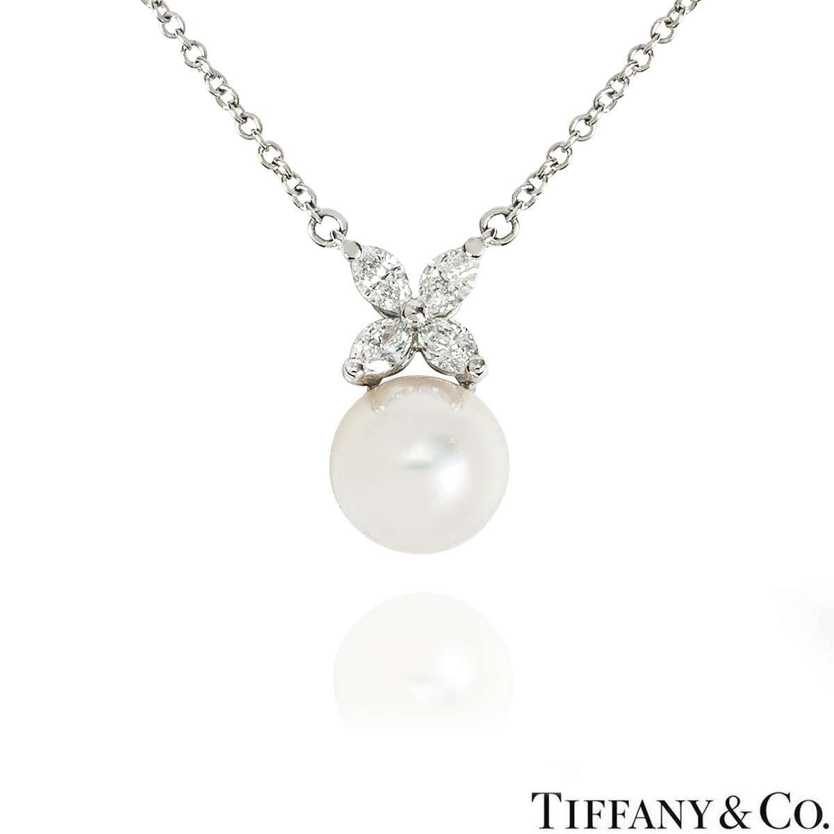 Tiffany & Co. Platinum Diamond And Pearl Victoria Necklace 60008151