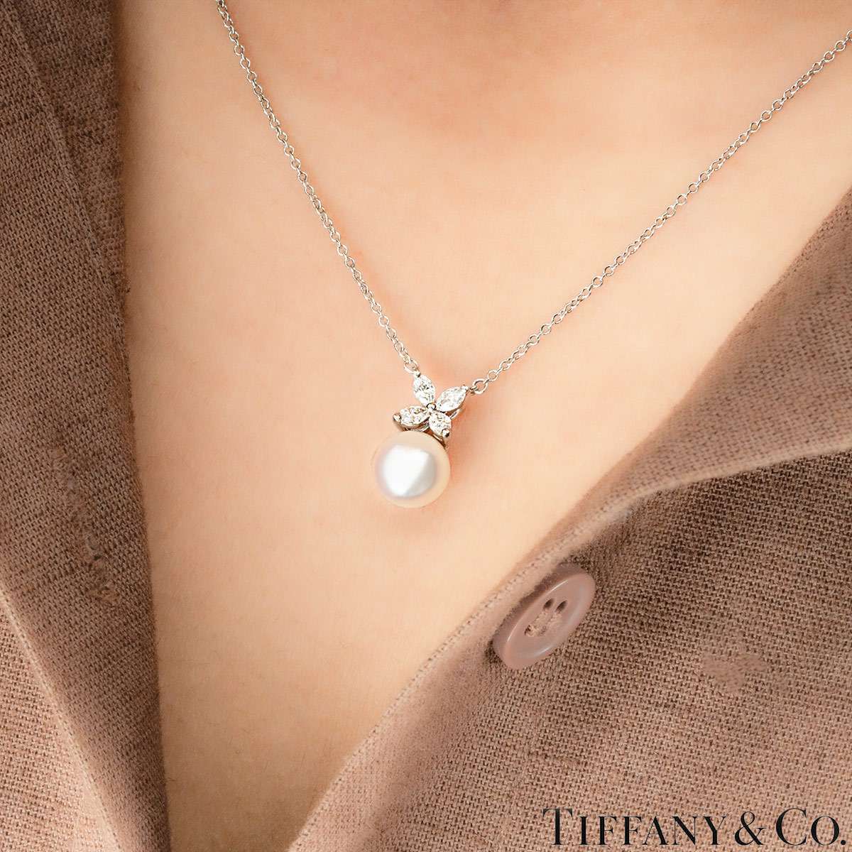 Tiffany & Co. Platinum Diamond And Pearl Victoria Necklace 60008151