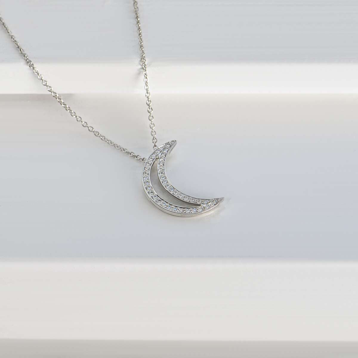 Tiffany & Co. Platinum Diamond Moon Pendant 60006979